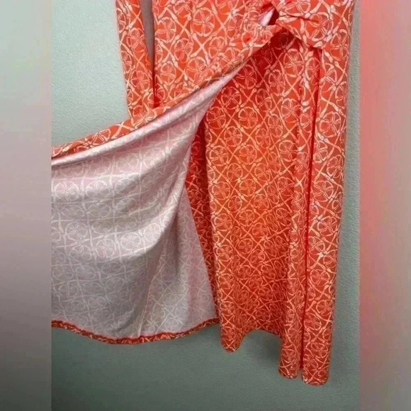 PENDLETON Women's Medium Orange Faux Wrap Print Long Sleeve Modal Cotton Knit - Picture 10 of 14